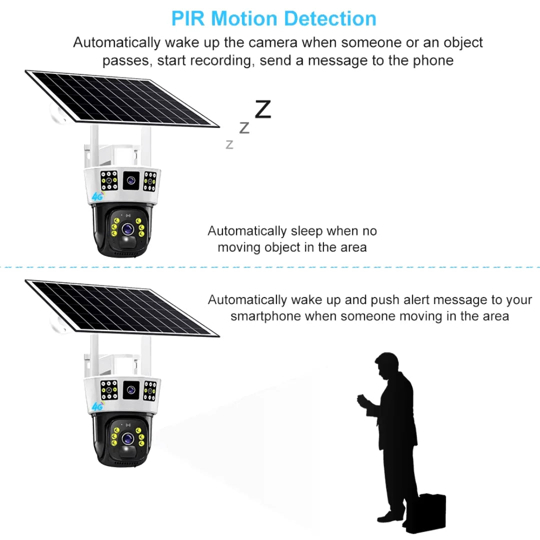 3 Screens Dual Lens V380 Pro 12MP 6K PTZ 4G SIM Card Solar Powered CCTV Security Camera Waterproof Solar PTZ Camera WIFI