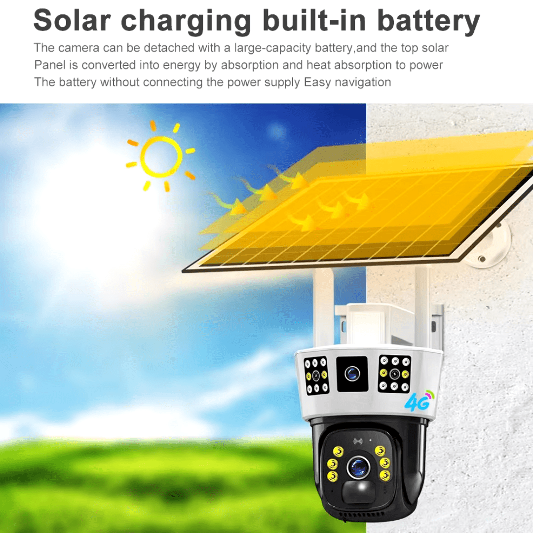 3 Screens Dual Lens V380 Pro 12MP 6K PTZ 4G SIM Card Solar Powered CCTV Security Camera Waterproof Solar PTZ Camera WIFI - AlifdukanAlifdukan types here :)