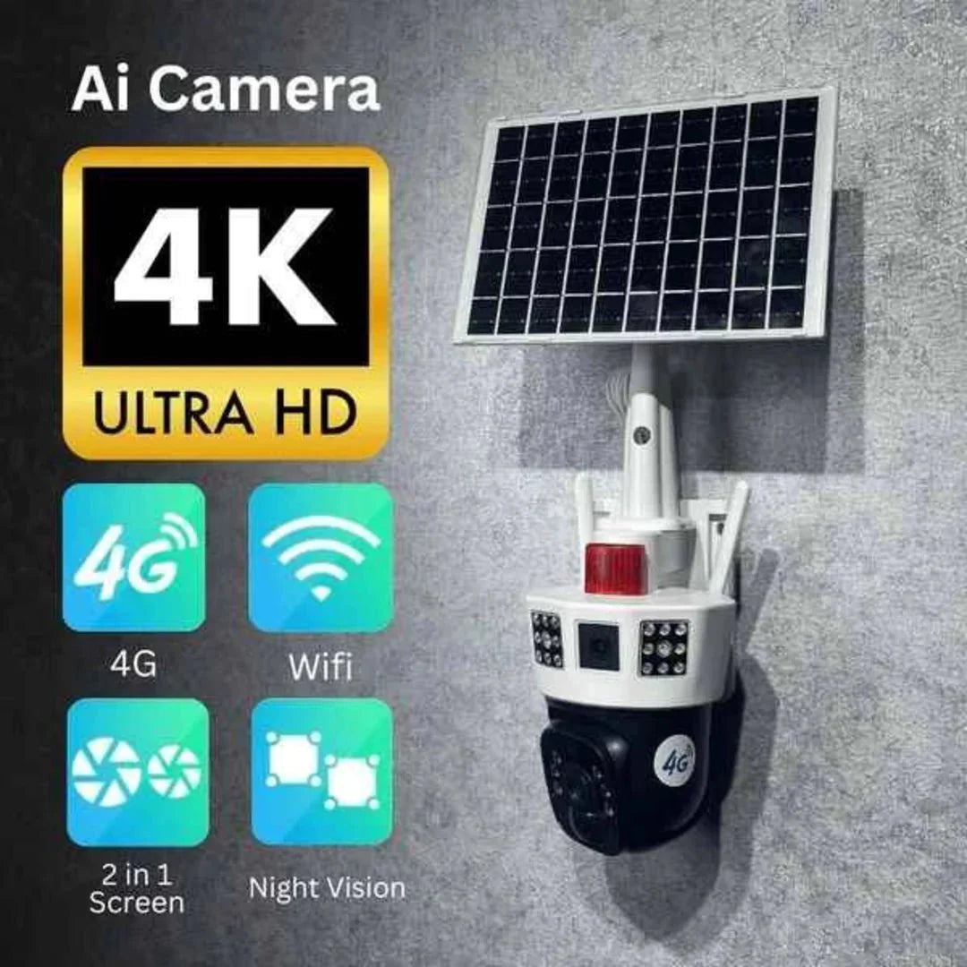 3 Screens Dual Lens V380 Pro 12MP 6K PTZ 4G SIM Card Solar Powered CCTV Security Camera Waterproof Solar PTZ Camera WIFI - AlifdukanAlifdukan types here :)
