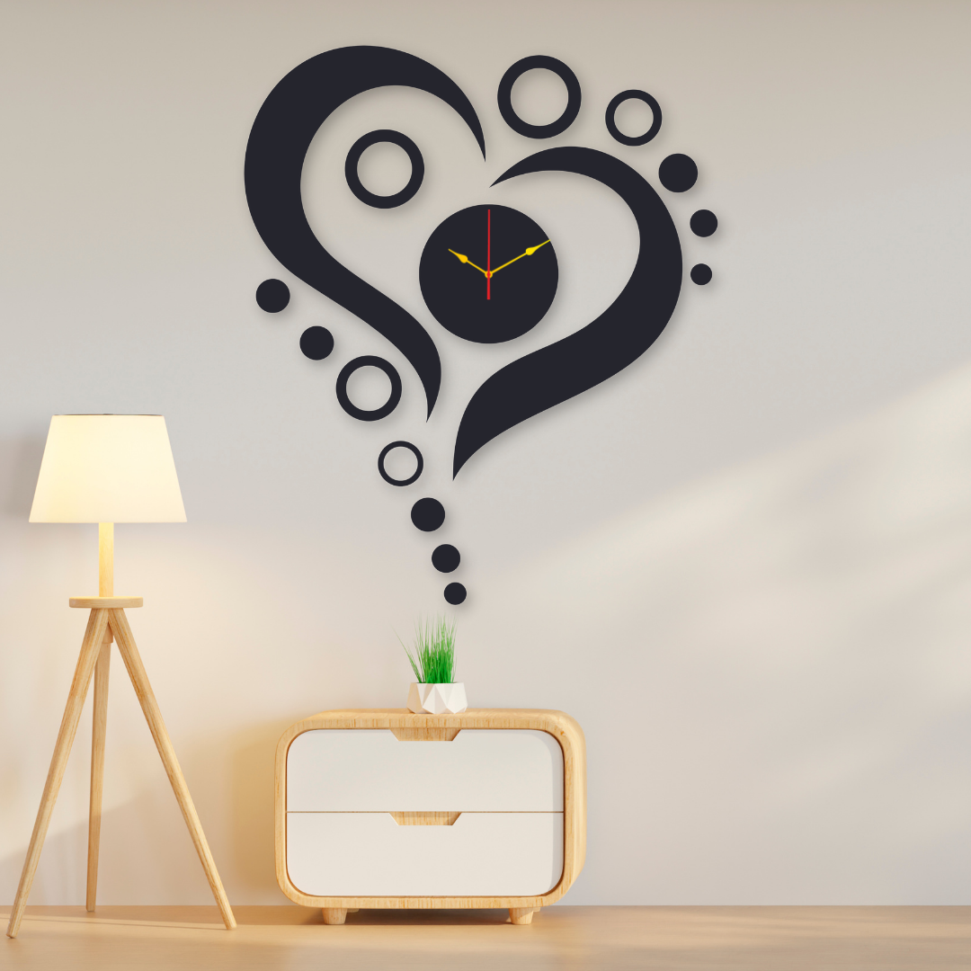 Modern Heart-Shaped Wall Clock Art Décor