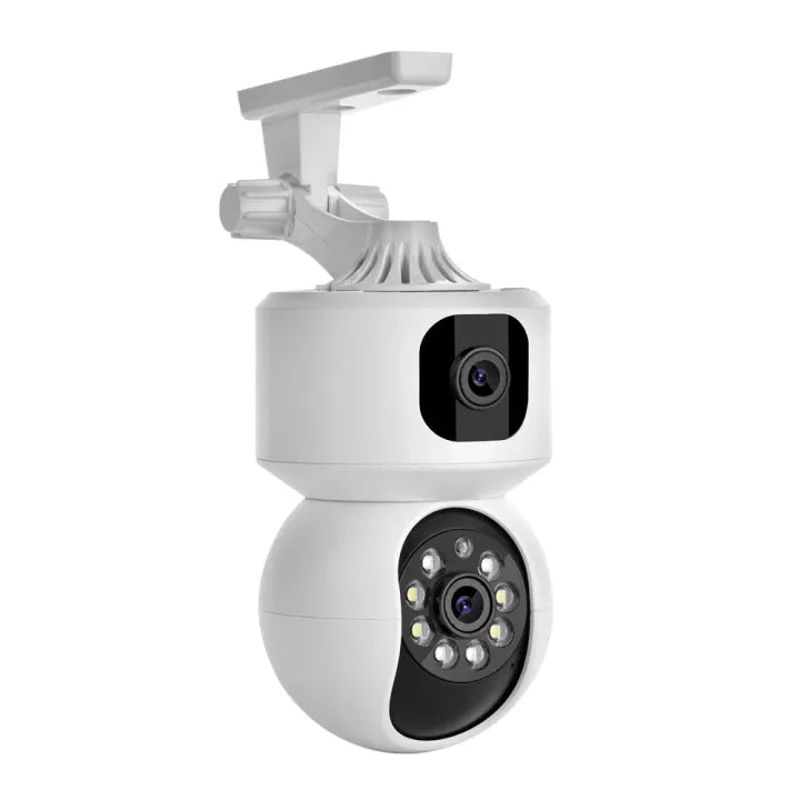 4MP dual-lens WiFi PTZ outdoor security camera with AI human detection.

