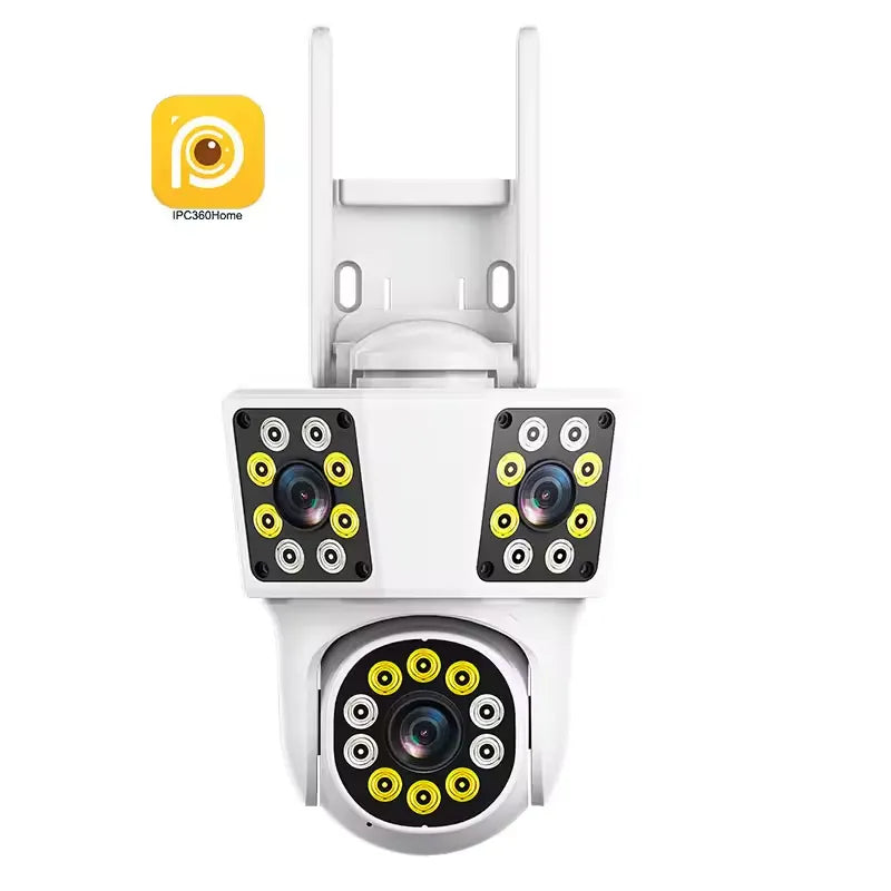 6MP Triple Lens PTZ WiFi outdoor security camera with full color night vision.