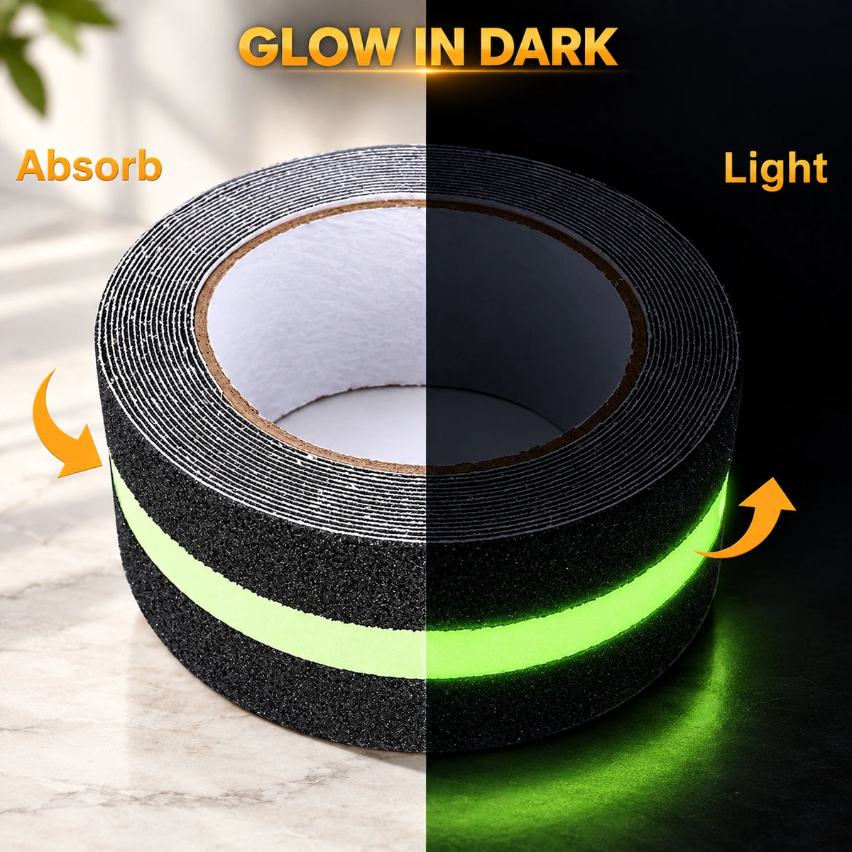 Anti-slip grip tape glow in dark waterproof non slip stair and floor tape 5CM x 5M
