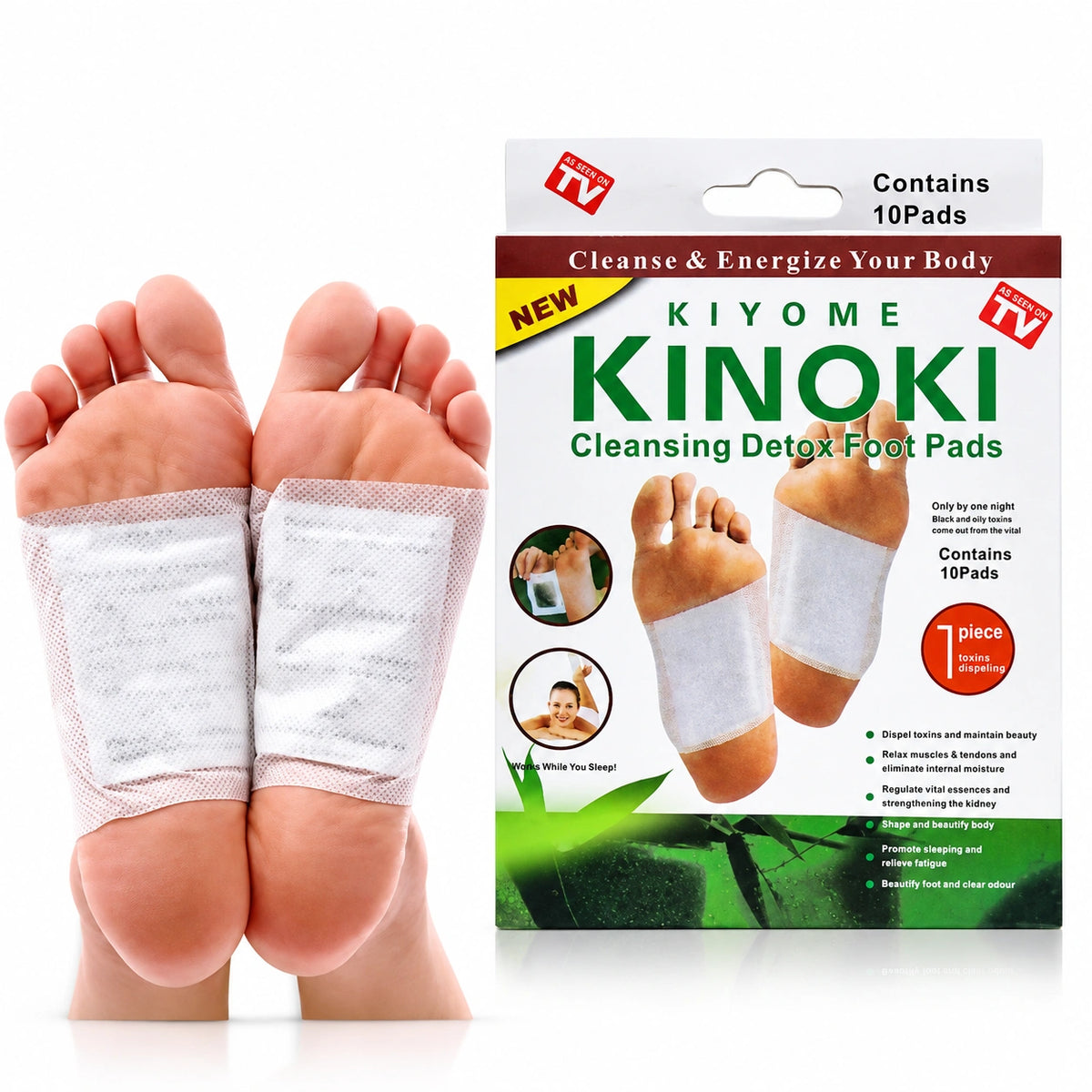 Kinoki Cleansing Detox Foot Pads Organic Herbal Cleansing Patches 10 Pads