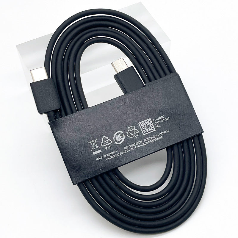 Samsung Galaxy S21 Ultra USB-C to USB-C 5A fast charging cable (1 meter) with black cable organizer, suitable for Super Fast Charging and high-speed data transfer