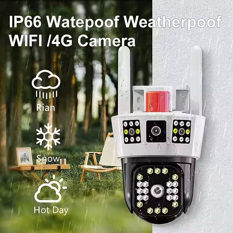 4MP V380pro APP Dual Lens 3 Screen WIFI /4G PTZ IP Dome Camera Full Color AI Humanoid Detection Home Security CCTV Baby Monitor