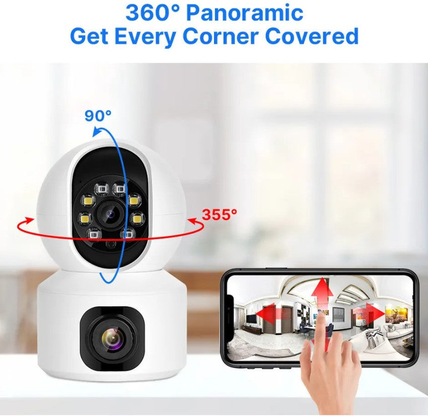 Smart outdoor CCTV camera featuring 360° rotation and full-color night vision.
