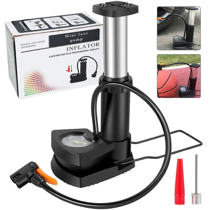 Mini Foot Pump Inflator with Pressure Gauge | Portable Air Pump for Bicycle, Motorcycle, Sports Balls & Inflatable Products