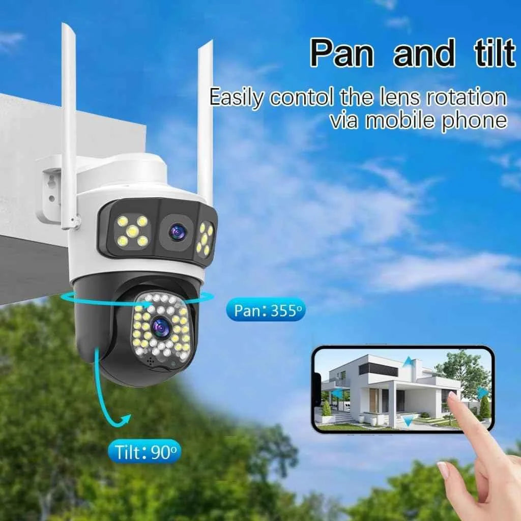 4MP outdoor CCTV camera with AI human detection and full-color night vision.