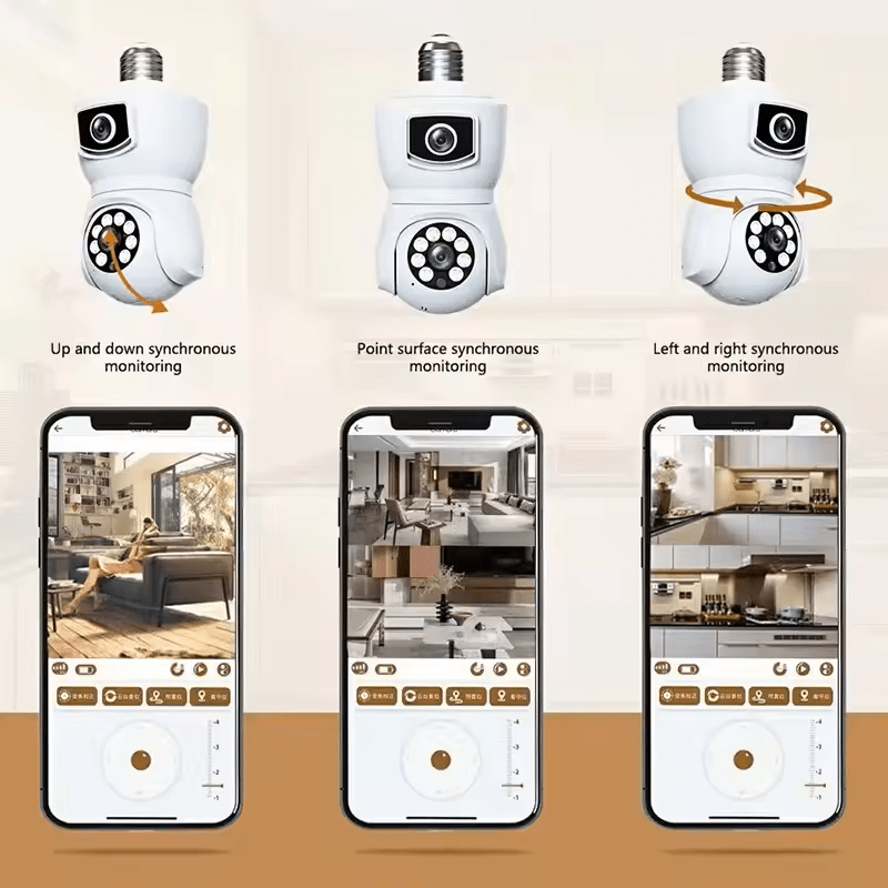 E27 Bulb WiFi Camera PTZ Dual - lens Anti - theft Motion Detection IR Night Vision Rotate iP cam - AlifdukanAlifdukan types here :)
