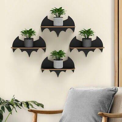 Bat-Shaped Floating Wall Shelves – Unique Home Decoration