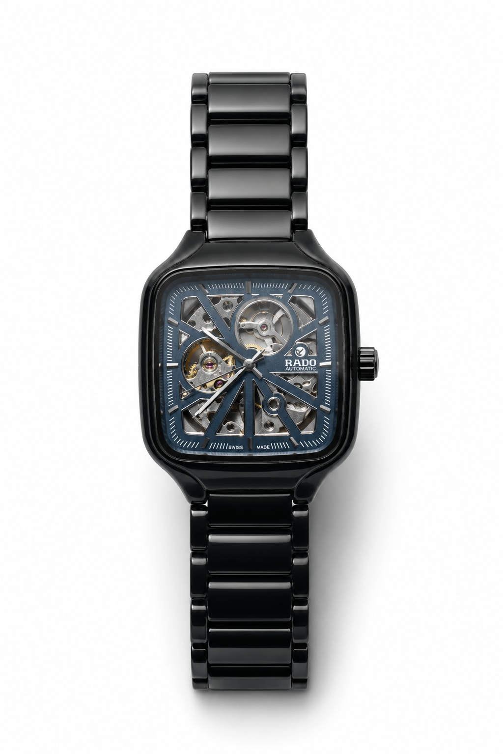 Elegant RADO Skeleton Dial Men's Luxury Stainless Steel Watch