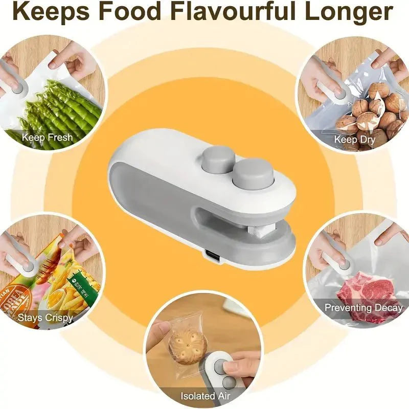 Mini Bag Sealer for Reseal Snacks and Saving,Rechargeable 2 in 1 USB Type C - AlifdukanAlifdukan types here :)