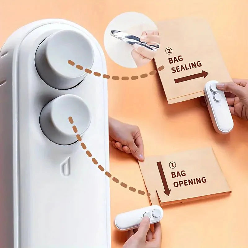 Mini Bag Sealer for Reseal Snacks and Saving,Rechargeable 2 in 1 USB Type C - AlifdukanAlifdukan types here :)