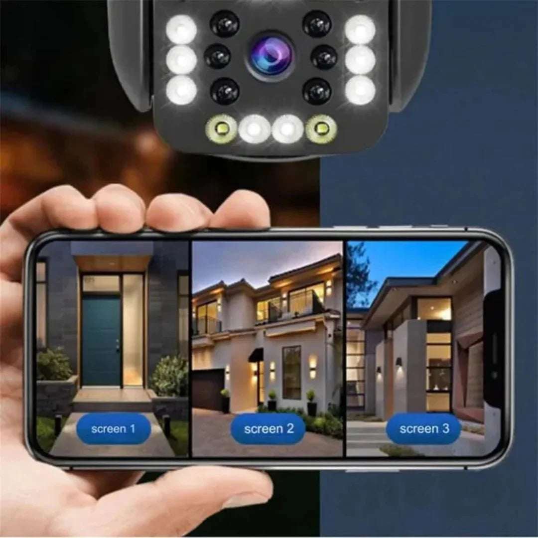 Outdoor Waterproof Wireless WiFi HD Security Camera, 3 Lens Security Camera Outdoor, Mini Hd WiFi Security Camera 360, Outdoor Waterproof WL Security Camera for Home (3 Lens) - AlifdukanAlifdukan types here :)