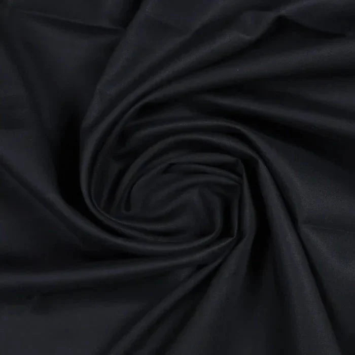 Premium Cotton Fabric in Black color featuring a soft, breathable, and lightweight texture, ideal for stitching men's shalwar kameez for casual, formal, festive, and everyday wear