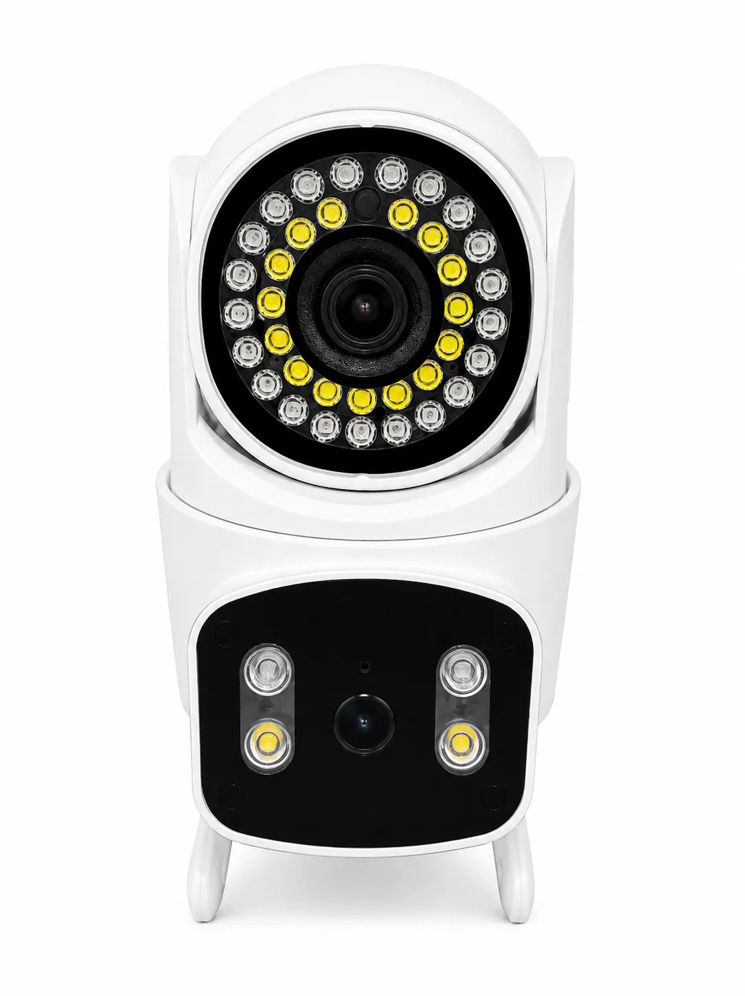 6MP dual lens PTZ WiFi security camera with 360° rotation and AI human detection.
