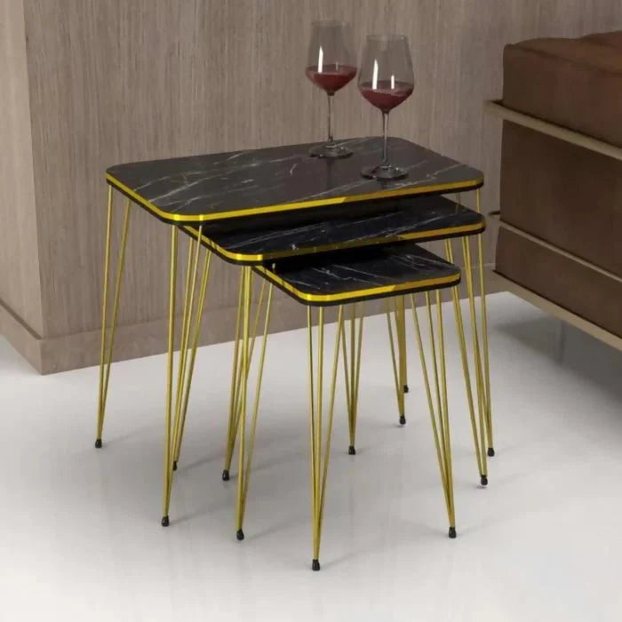 Square White/Black Side Table Set /Coffee - AlifdukanMini Supplier types here :)