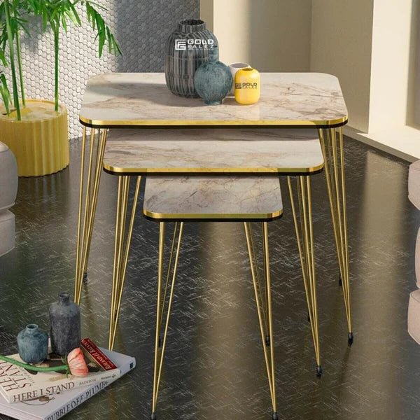 Square White/Black Side Table Set /Coffee - AlifdukanAlifdukan types here :)