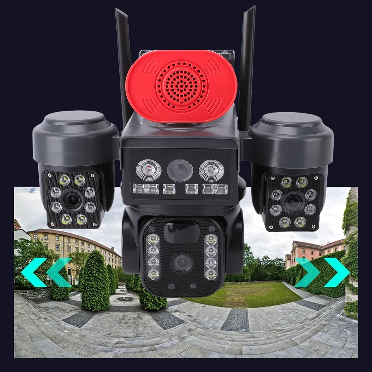 Triple Lens Solar Security Camera, Outdoor Wireless 360 Degree View, 2.4GHz WiFi AI Motion Detection, 12MP HD IP66 Weather Proof for Yard Home Shop Warehouse - AlifdukanAlifdukan types here :)