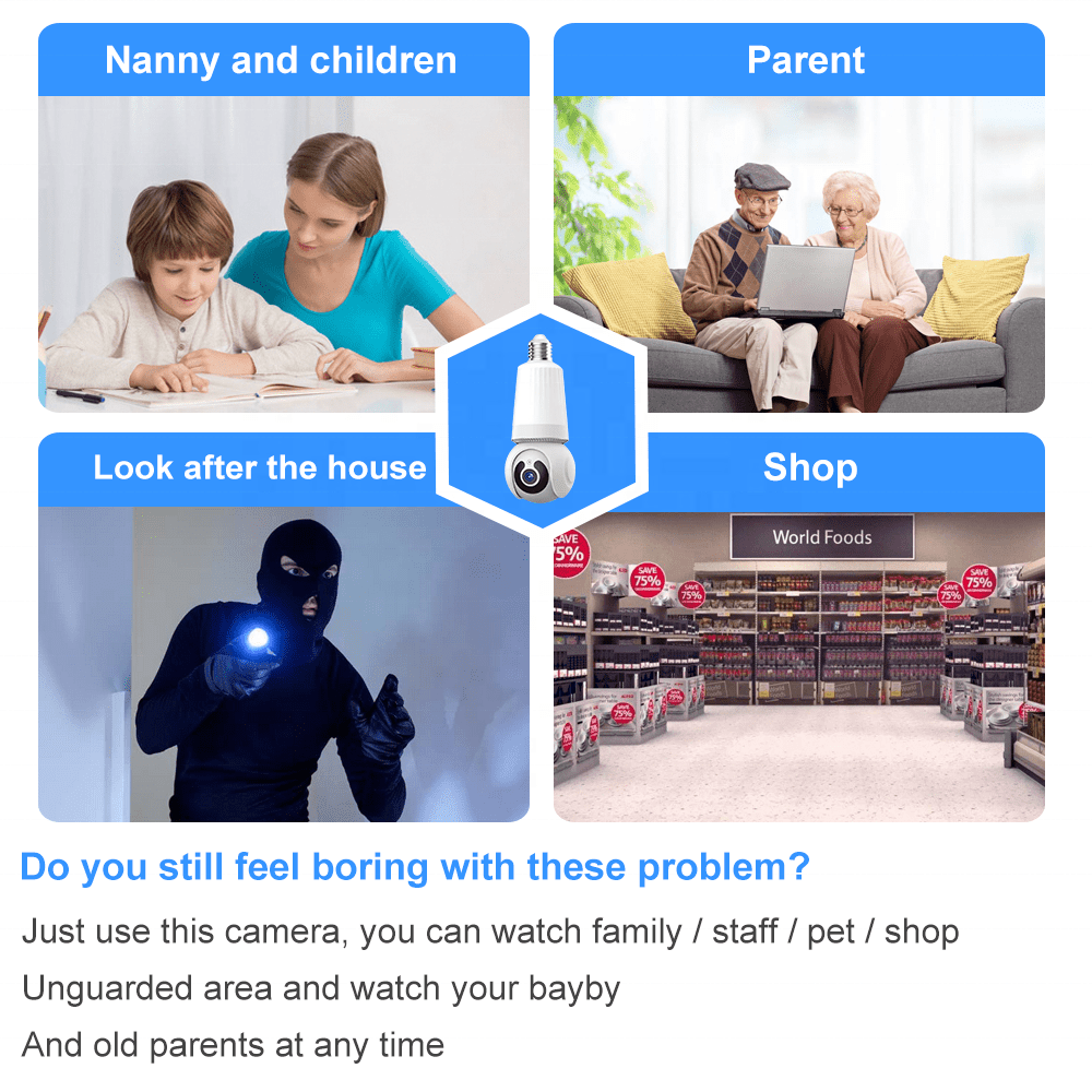 V380 Pro Dual Light Bulb PTZ Indoor Wifi CCTV IP Camera Hallways Corridors Bedroom 2MP Wireless Bulb Light Camera - AlifdukanAlifdukan types here :)