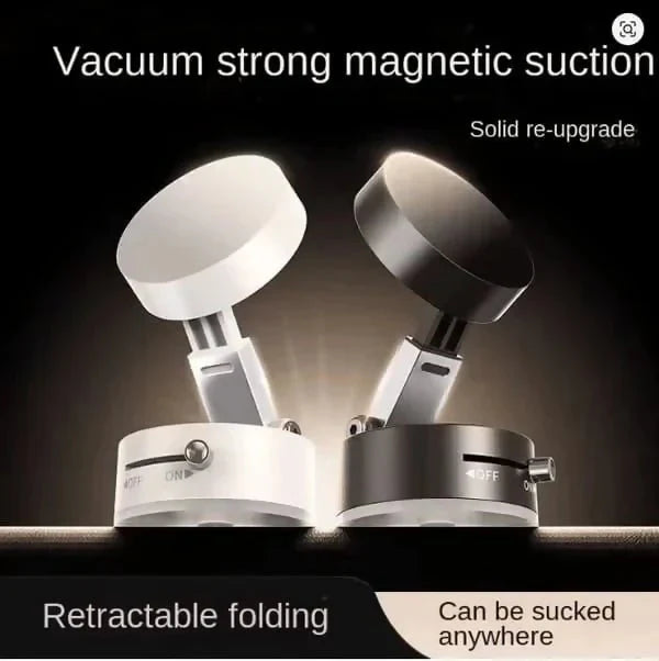 Vacuum Magnetic Suction Phone Holder, Retractable Folding Mobile Phone Stand, 360° Rotatable Suction Cup Phone Mount, Stand Magnetic Cell Phone Holder for Car/Gym/Mirror/Smooth Surface - AlifdukanPk Trendyhub types here :)