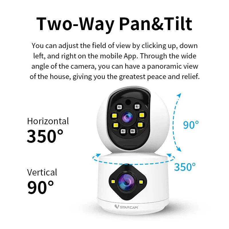 Vstarcam 4MP Dual Lens Dual Screen Indoor WiFi Camera Baby Monitor Auto Tracking Ai Human Detection Home CCTV Video IP Camera - AlifdukanAlifdukan types here :)