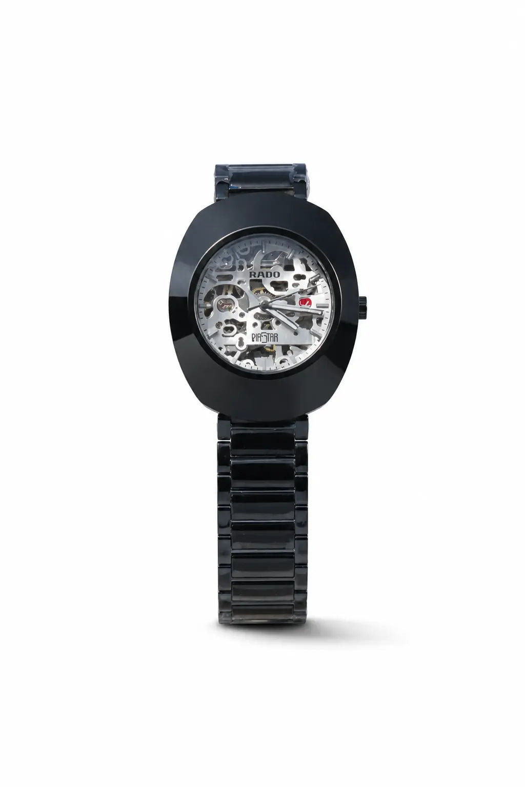 Premium square dial mechanical wristwatch featuring an open skeleton design.

