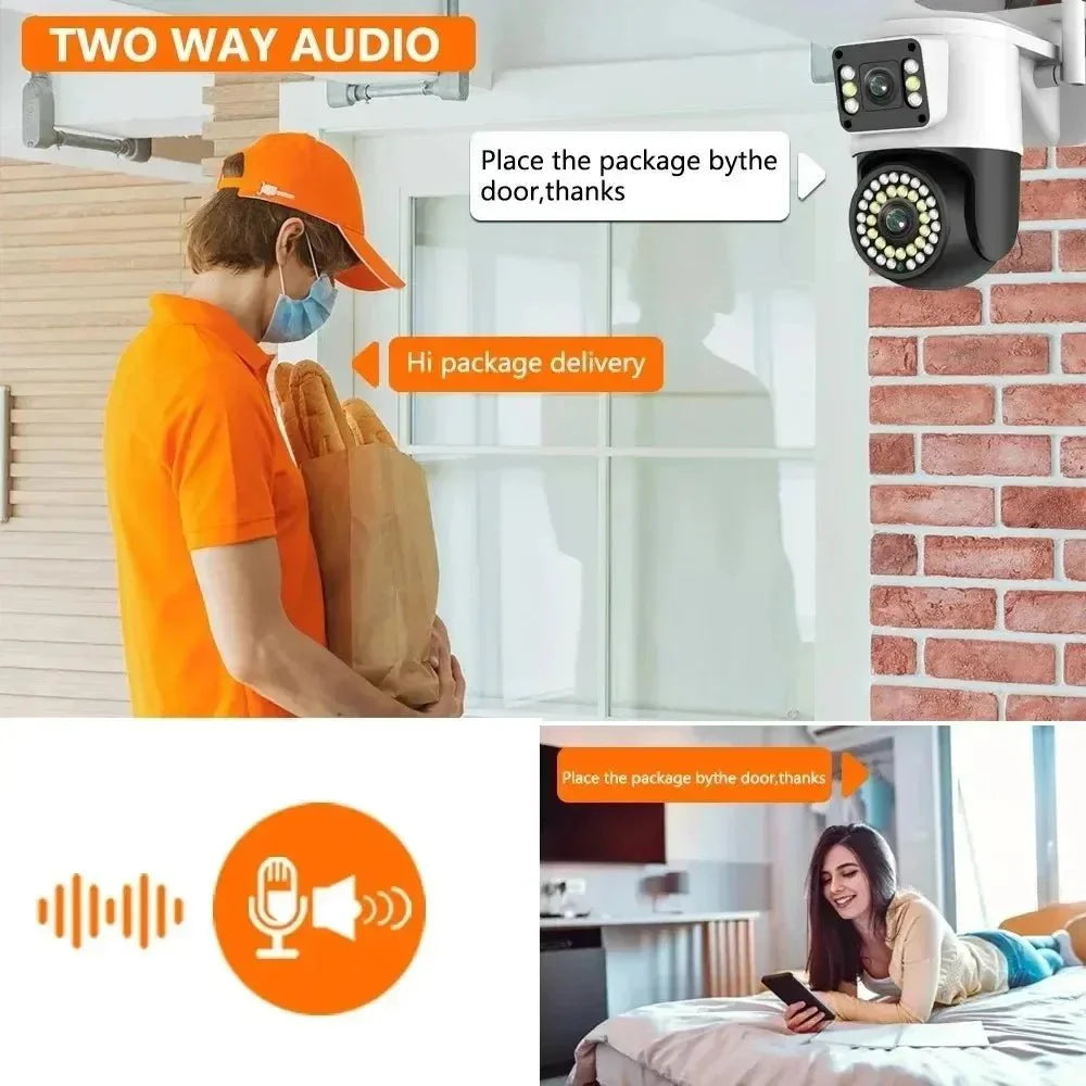 YOOSEE HD 8MP Wifi PTZ camera Dual Lens Dual Screens Color Night Auto Tracking Two Way Audio Outdoor Waterproof CCTV Camera Cam - AlifdukanAlifdukan types here :)